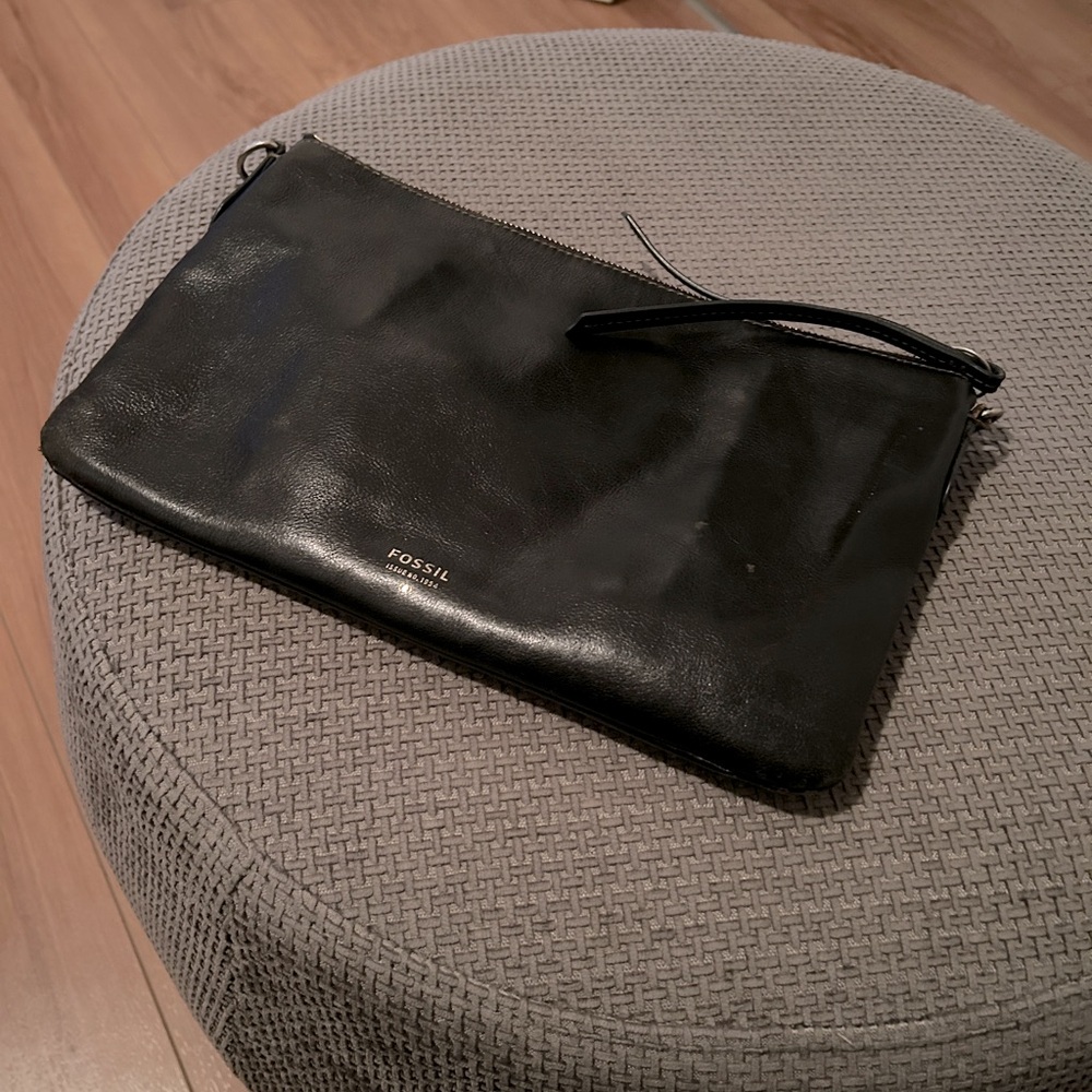 Leather Fossil bag black and gold